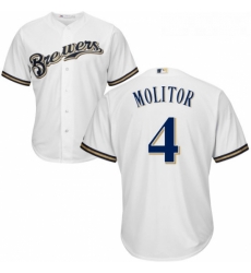 Youth Majestic Milwaukee Brewers 4 Paul Molitor Replica White Home Cool Base MLB Jersey Youth Majestic Milwaukee Brewers 4 Paul Molitor Replica White Home Cool Base MLB Jersey