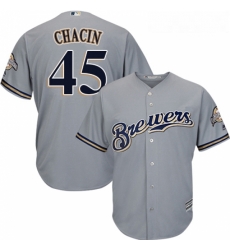 Youth Majestic Milwaukee Brewers 45 Jhoulys Chacin Authentic Grey Road Cool Base MLB Jersey Youth Majestic Milwaukee Brewers 45 Jhoulys Chacin Authentic Grey Road Cool Base MLB Jersey