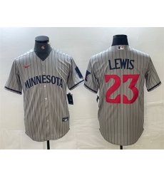 Men Minnesota Twins 23 Royce Lewis Grey Cool Base Stitched Baseball Jersey Men Minnesota Twins 23 Royce Lewis Grey Cool Base Stitched Baseball Jersey