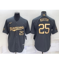 Men Minnesota Twins 25 Byron Buxton 2022 All Star Charcoal Cool Base Stitched Baseball Jersey Men Minnesota Twins 25 Byron Buxton 2022 All Star Charcoal Cool Base Stitched Baseball Jersey
