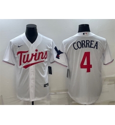 Men Minnesota Twins 4 Carlos Correa White Cool Base Stitched Jerseys Men Minnesota Twins 4 Carlos Correa White Cool Base Stitched Jerseys