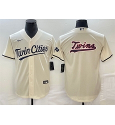 Men Minnesota Twins Cream Team Big Logo Cool Base Stitched Jersey Men Minnesota Twins Cream Team Big Logo Cool Base Stitched Jersey