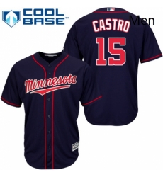 Mens Majestic Minnesota Twins 15 Jason Castro Replica Navy Blue Alternate Road Cool Base MLB Jersey Mens Majestic Minnesota Twins 15 Jason Castro Replica Navy Blue Alternate Road Cool Base MLB Jersey