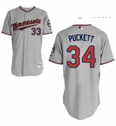 Mens Majestic Minnesota Twins 34 Kirby Puckett Authentic Grey Road Cool Base MLB Jersey Mens Majestic Minnesota Twins 34 Kirby Puckett Authentic Grey Road Cool Base MLB Jersey