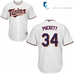 Mens Majestic Minnesota Twins 34 Kirby Puckett Replica White Home Cool Base MLB Jersey