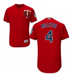 Mens Majestic Minnesota Twins 4 Paul Molitor Authentic Scarlet Alternate Flex Base Authentic Collection MLB Jersey Mens Majestic Minnesota Twins 4 Paul Molitor Authentic Scarlet Alternate Flex Base Authentic Collection MLB Jersey