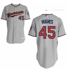 Mens Majestic Minnesota Twins 45 Phil Hughes Replica Grey Road Cool Base MLB Jersey Mens Majestic Minnesota Twins 45 Phil Hughes Replica Grey Road Cool Base MLB Jersey