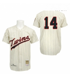 Mens Mitchell and Ness 1969 Minnesota Twins 14 Kent Hrbek Replica Cream Throwback MLB Jersey Mens Mitchell and Ness 1969 Minnesota Twins 14 Kent Hrbek Replica Cream Throwback MLB Jersey