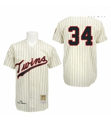 Mens Mitchell and Ness 1969 Minnesota Twins 34 Kirby Puckett Authentic Cream Throwback MLB Jersey Mens Mitchell and Ness 1969 Minnesota Twins 34 Kirby Puckett Authentic Cream Throwback MLB Jersey