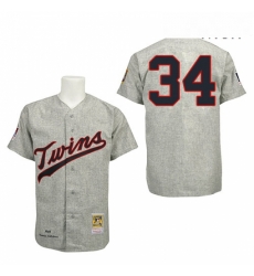 Mens Mitchell and Ness 1969 Minnesota Twins 34 Kirby Puckett Authentic Grey Throwback MLB Jersey Mens Mitchell and Ness 1969 Minnesota Twins 34 Kirby Puckett Authentic Grey Throwback MLB Jersey