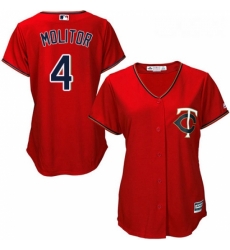 Womens Majestic Minnesota Twins 4 Paul Molitor Authentic Scarlet Alternate Cool Base MLB Jersey Womens Majestic Minnesota Twins 4 Paul Molitor Authentic Scarlet Alternate Cool Base MLB Jersey