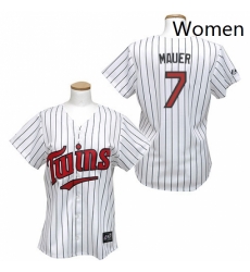 Womens Majestic Minnesota Twins 7 Joe Mauer Replica WhiteBlue Strip MLB Jersey Womens Majestic Minnesota Twins 7 Joe Mauer Replica WhiteBlue Strip MLB Jersey