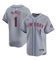 Men New York Mets 1 Jeff McNeil Grey 2024 Away Limited Stitched Baseball Jersey Men New York Mets 1 Jeff McNeil Grey 2024 Away Limited Stitched Baseball Jersey
