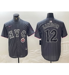 Men New York Mets 12 Francisco Lindor Graphite 2024 City Connect Limited Stitched Baseball Jersey 1 Men New York Mets 12 Francisco Lindor Graphite 2024 City Connect Limited Stitched Baseball Jersey 1