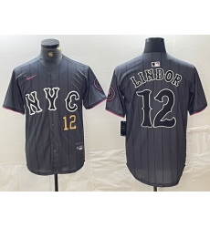 Men New York Mets 12 Francisco Lindor Graphite 2024 City Connect Limited Stitched Baseball Jersey 6 Men New York Mets 12 Francisco Lindor Graphite 2024 City Connect Limited Stitched Baseball Jersey 6