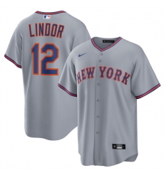 Men New York Mets 12 Francisco Lindor Grey 2025 Limited Stitched Baseball Jersey