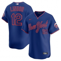 Men New York Mets 12 Francisco Lindor Royal 2025 Alternate Limited Stitched Baseball Jersey