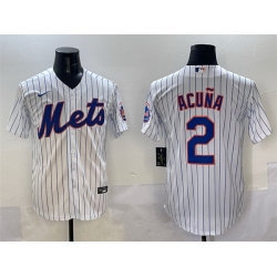 Men New York Mets 2 Luisangel Acu F1a White Cool Base Stitched Baseball Jersey