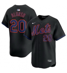 Men New York Mets 20 Pete Alonso Black Alternate Limited Stitched Baseball Jersey Men New York Mets 20 Pete Alonso Black Alternate Limited Stitched Baseball Jersey