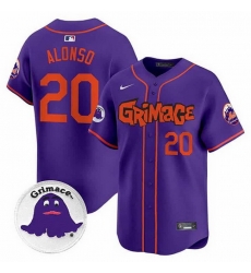 Men New York Mets 20 Pete Alonso Purple Grimace V2 Vapor Limited Stitched Baseball Jersey Men New York Mets 20 Pete Alonso Purple Grimace V2 Vapor Limited Stitched Baseball Jersey