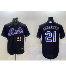 Men New York Mets 21 Max Scherzer Black Cool Base Stitched Baseball Jersey 2 Men New York Mets 21 Max Scherzer Black Cool Base Stitched Baseball Jersey 2