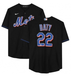 Men New York Mets 22 Brett Baty Black Cool Base Stitched Baseball Jersey