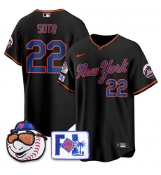 Men New York Mets 22 Juan Soto Black 2025 Spring Training Stitched Baseball Jersey Men New York Mets 22 Juan Soto Black 2025 Spring Training Stitched Baseball Jersey