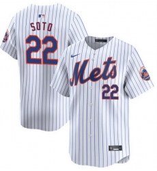 Men New York Mets 22 Juan Soto White Home Limited Stitched Baseball Jersey Men New York Mets 22 Juan Soto White Home Limited Stitched Baseball Jersey