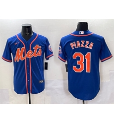 Men New York Mets 31 Mike Piazza Blue Cool Base Stitched Baseball Jersey Men New York Mets 31 Mike Piazza Blue Cool Base Stitched Baseball Jersey