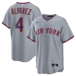 Men New York Mets 4 Francisco Alvarez Grey 2025 Limited Stitched Baseball Jersey