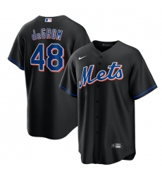 Men New York Mets 48 Jacob DeGrom 2022 Black Cool Base Stitched Baseball Jersey Men New York Mets 48 Jacob DeGrom 2022 Black Cool Base Stitched Baseball Jersey