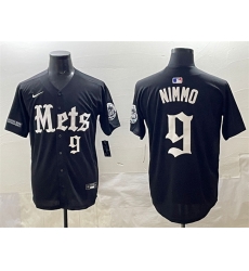Men New York Mets 9 Brandon Nimmo Black 27Gotham Gothic Edition 27 Vapor Premier Limited Stitched Baseball Jersey Men New York Mets 9 Brandon Nimmo Black 27Gotham Gothic Edition 27 Vapor Premier Limited Stitched Baseball Jersey