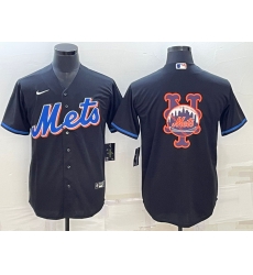 Men New York Mets Black Team Big Logo Cool Base Stitched Baseball Jersey Men New York Mets Black Team Big Logo Cool Base Stitched Baseball Jersey
