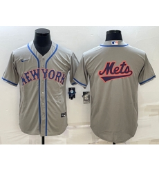Men New York Mets Gray Team Big Logo Cool Base Stitched Baseball Jersey Men New York Mets Gray Team Big Logo Cool Base Stitched Baseball Jersey