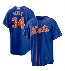 Men New York Mets Kodai Senga 34 Blue Cool Base Stitched Jersey
