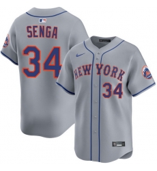 Men New York Mets Kodai Senga 34 Gray Flex Base Stitched Jersey