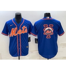 Men New York Mets Royal Team Big Logo Cool Base Stitched Baseball Jersey Men New York Mets Royal Team Big Logo Cool Base Stitched Baseball Jersey