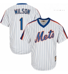 Mens Majestic New York Mets 1 Mookie Wilson Authentic White Cooperstown MLB Jersey Mens Majestic New York Mets 1 Mookie Wilson Authentic White Cooperstown MLB Jersey