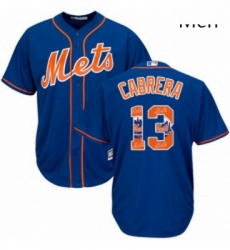 Mens Majestic New York Mets 13 Asdrubal Cabrera Authentic Royal Blue Team Logo Fashion Cool Base MLB Jersey Mens Majestic New York Mets 13 Asdrubal Cabrera Authentic Royal Blue Team Logo Fashion Cool Base MLB Jersey