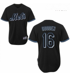 Mens Majestic New York Mets 16 Dwight Gooden Replica Black Fashion MLB Jersey Mens Majestic New York Mets 16 Dwight Gooden Replica Black Fashion MLB Jersey