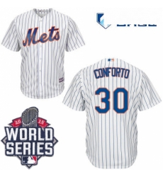 Mens Majestic New York Mets 30 Michael Conforto Authentic White Home Cool Base 2015 World Series MLB Jersey Mens Majestic New York Mets 30 Michael Conforto Authentic White Home Cool Base 2015 World Series MLB Jersey