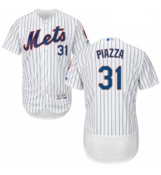 Mens Majestic New York Mets 31 Mike Piazza White Home Flex Base Authentic Collection MLB Jersey Mens Majestic New York Mets 31 Mike Piazza White Home Flex Base Authentic Collection MLB Jersey