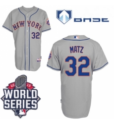 Mens Majestic New York Mets 32 Steven Matz Replica Grey Road Cool Base 2015 World Series MLB Jersey Mens Majestic New York Mets 32 Steven Matz Replica Grey Road Cool Base 2015 World Series MLB Jersey