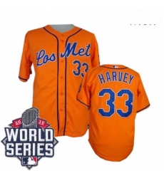 Mens Majestic New York Mets 33 Matt Harvey Replica Orange Los Mets Cool Base 2015 World Series MLB Jersey Mens Majestic New York Mets 33 Matt Harvey Replica Orange Los Mets Cool Base 2015 World Series MLB Jersey