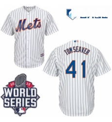 Mens Majestic New York Mets 41 Tom Seaver Replica White Home Cool Base 2015 World Series MLB Jersey Mens Majestic New York Mets 41 Tom Seaver Replica White Home Cool Base 2015 World Series MLB Jersey