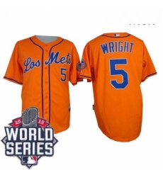Mens Majestic New York Mets 5 David Wright Replica Orange Los Mets Cool Base 2015 World Series MLB Jersey Mens Majestic New York Mets 5 David Wright Replica Orange Los Mets Cool Base 2015 World Series MLB Jersey