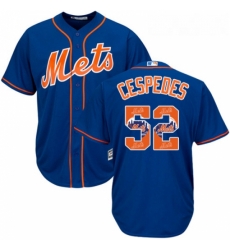Mens Majestic New York Mets 52 Yoenis Cespedes Authentic Royal Blue Team Logo Fashion Cool Base MLB Jersey Mens Majestic New York Mets 52 Yoenis Cespedes Authentic Royal Blue Team Logo Fashion Cool Base MLB Jersey