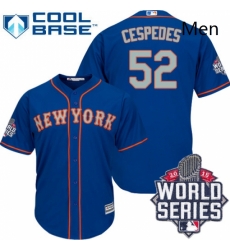 Mens Majestic New York Mets 52 Yoenis Cespedes Replica Royal Blue Alternate Road Cool Base 2015 World Series MLB Jersey Mens Majestic New York Mets 52 Yoenis Cespedes Replica Royal Blue Alternate Road Cool Base 2015 World Series MLB Jersey