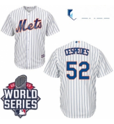 Mens Majestic New York Mets 52 Yoenis Cespedes Replica White Home Cool Base 2015 World Series MLB Jersey Mens Majestic New York Mets 52 Yoenis Cespedes Replica White Home Cool Base 2015 World Series MLB Jersey