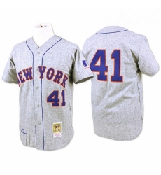 Mens Mitchell and Ness 1969 New York Mets 41 Tom Seaver Authentic Grey Throwback MLB Jersey Mens Mitchell and Ness 1969 New York Mets 41 Tom Seaver Authentic Grey Throwback MLB Jersey